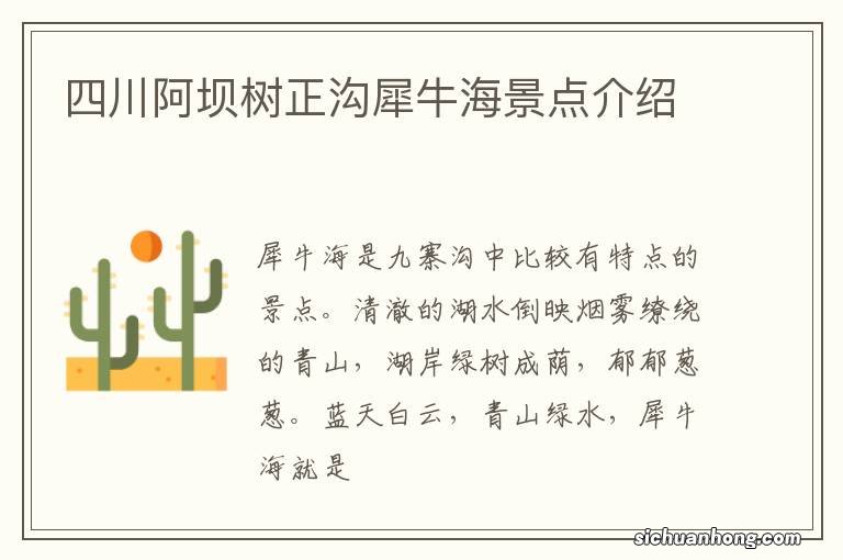 四川阿坝树正沟犀牛海景点介绍