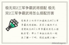 极无双2三军争霸武将搭配 极无双2三军争霸武将怎么搭配厉害