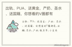 出轨、PUA、送黄金，产奶、圣水、送国籍，你想看的V圈都有