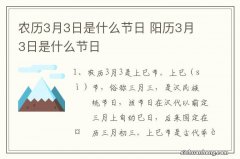 农历3月3日是什么节日 阳历3月3日是什么节日