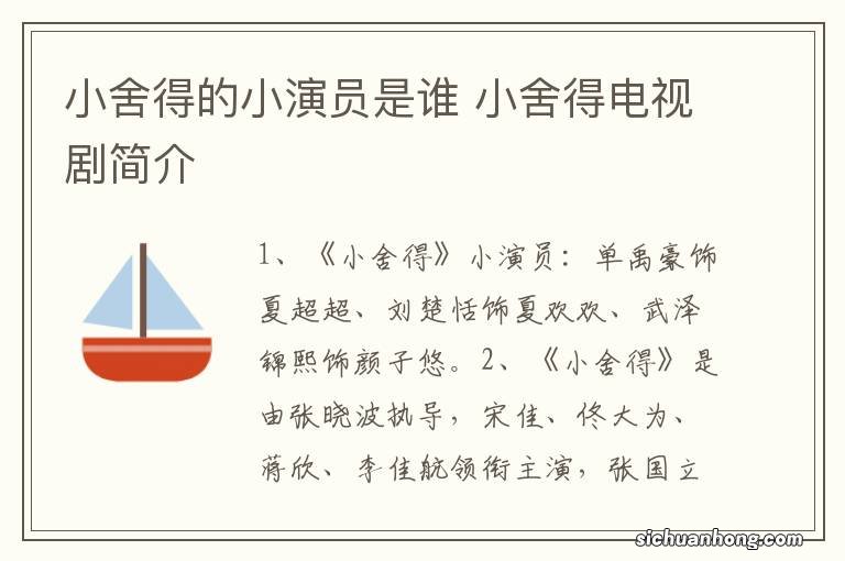 小舍得的小演员是谁 小舍得电视剧简介