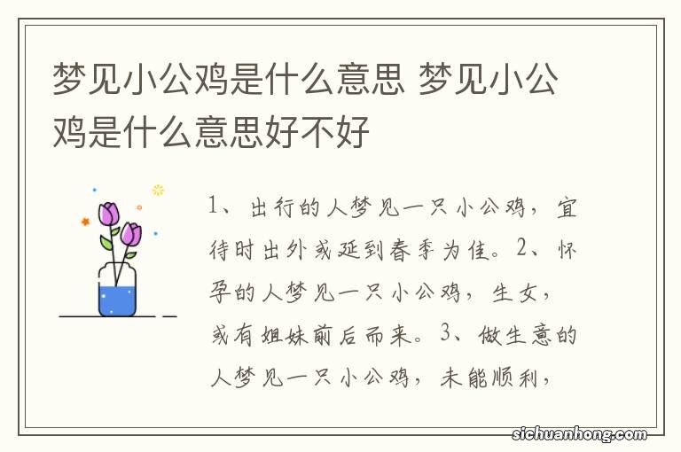 梦见小公鸡是什么意思 梦见小公鸡是什么意思好不好