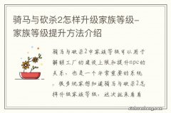 骑马与砍杀2怎样升级家族等级-家族等级提升方法介绍