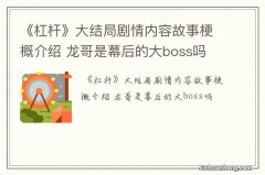 《杠杆》大结局剧情内容故事梗概介绍 龙哥是幕后的大boss吗