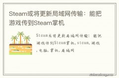 Steam或将更新局域网传输：能把游戏传到Steam掌机