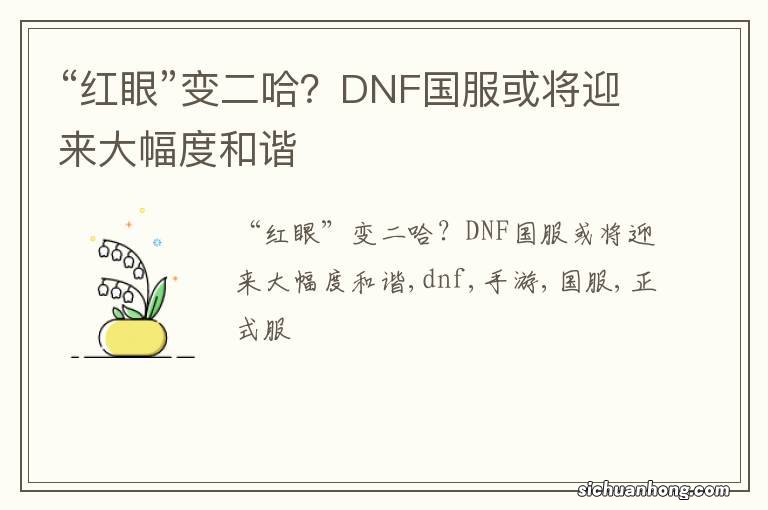 “红眼”变二哈？DNF国服或将迎来大幅度和谐