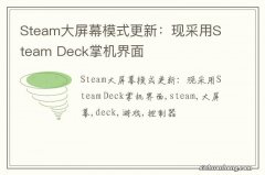 Steam大屏幕模式更新：现采用Steam Deck掌机界面