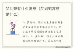 梦到蛇寓意是什么 梦到蛇有什么寓意