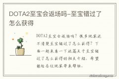 DOTA2至宝会返场吗-至宝错过了怎么获得