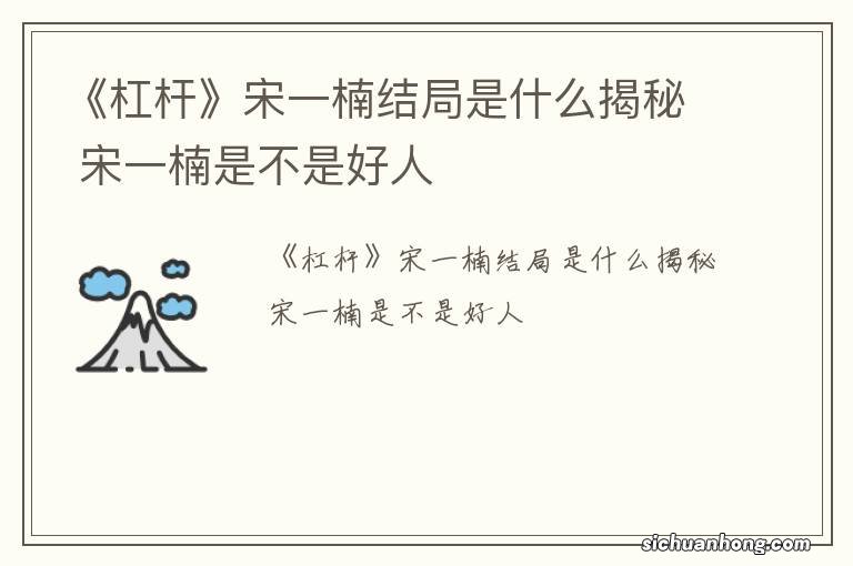 《杠杆》宋一楠结局是什么揭秘 宋一楠是不是好人