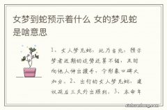 女梦到蛇预示着什么 女的梦见蛇是啥意思