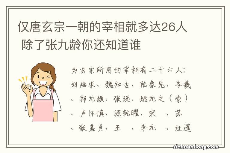 仅唐玄宗一朝的宰相就多达26人 除了张九龄你还知道谁