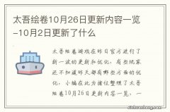 太吾绘卷10月26日更新内容一览-10月2日更新了什么