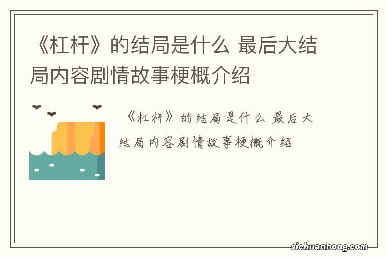 《杠杆》的结局是什么 最后大结局内容剧情故事梗概介绍