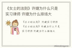 《女士的法则》许婕为什么只是实习律师 许婕为什么排场大