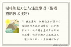 柑橘施肥技术技巧 柑桔施肥方法与注意事项