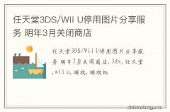 任天堂3DS/Wii U停用图片分享服务 明年3月关闭商店