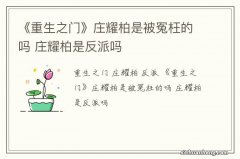 《重生之门》庄耀柏是被冤枉的吗 庄耀柏是反派吗