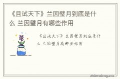 《且试天下》兰因璧月到底是什么 兰因璧月有哪些作用