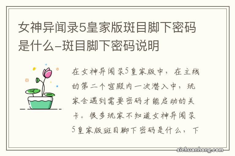 女神异闻录5皇家版斑目脚下密码是什么-斑目脚下密码说明