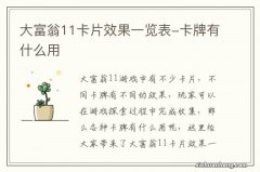 大富翁11卡片效果一览表-卡牌有什么用