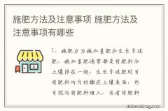 施肥方法及注意事项 施肥方法及注意事项有哪些