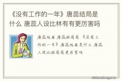 《没有工作的一年》唐蕊结局是什么 唐蕊人设比林有有更厉害吗