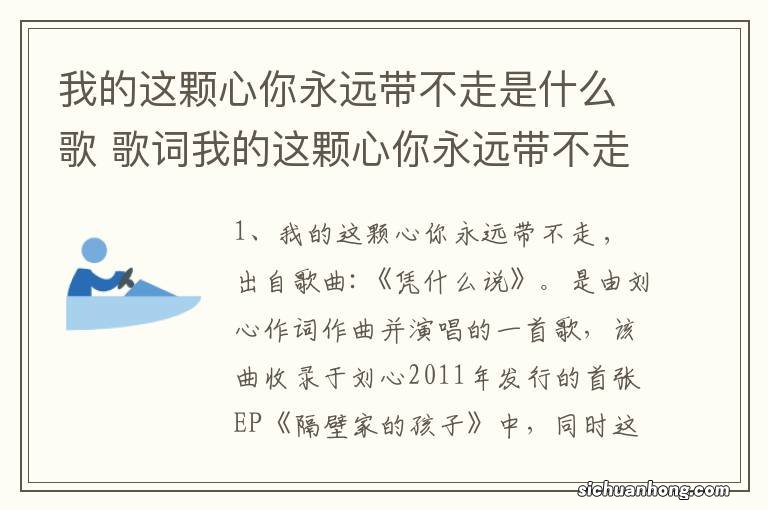 我的这颗心你永远带不走是什么歌 歌词我的这颗心你永远带不走是什么歌