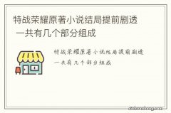 特战荣耀原著小说结局提前剧透 一共有几个部分组成