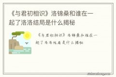 《与君初相识》洛锦桑和谁在一起了洛洛结局是什么揭秘