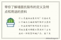 带你了解墙面抗裂布的定义及特点和用途的资料