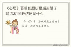 《心居》葛玥和顾昕最后离婚了吗 葛玥顾昕结局是什么