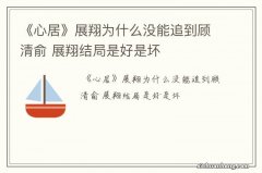 《心居》展翔为什么没能追到顾清俞 展翔结局是好是坏