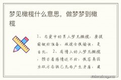 梦见橄榄什么意思，做梦梦到橄榄