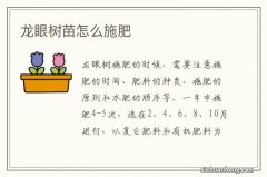 龙眼树苗怎么施肥