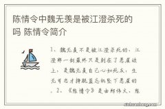 陈情令中魏无羡是被江澄杀死的吗 陈情令简介