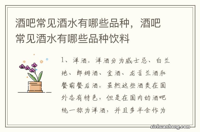 酒吧常见酒水有哪些品种,酒吧常见酒水有哪些品种饮料