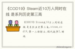 《COD19》Steam近10万人同时在线 是系列历史第三高