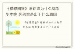 《猎罪图鉴》陈铭峰为什么绑架华木姚 绑架案是出于什么原因