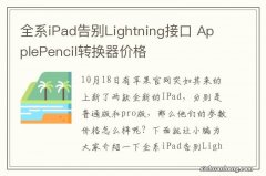 全系iPad告别Lightning接口 ApplePencil转换器价格