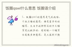 饭圈qswl什么意思 饭圈语介绍