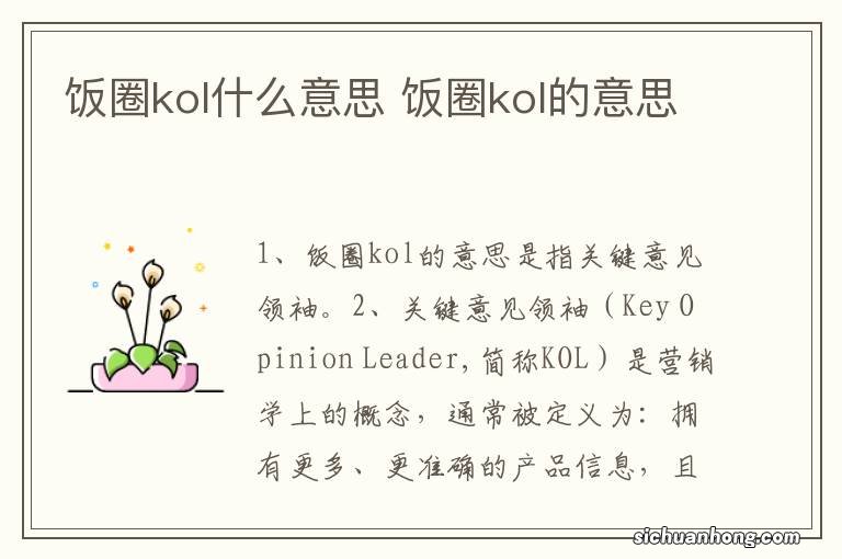 饭圈kol什么意思 饭圈kol的意思