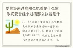 爱曾经来过痛那么执着是什么歌 歌词爱曾经来过痛那么执着是什么歌