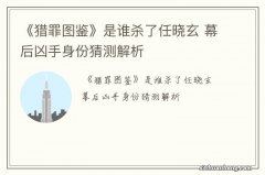 《猎罪图鉴》是谁杀了任晓玄 幕后凶手身份猜测解析