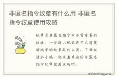 非匿名指令纹章有什么用 非匿名指令纹章使用攻略