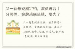 又一新悬疑剧定档，演员阵容十分强悍，金牌班底坐镇，要火了