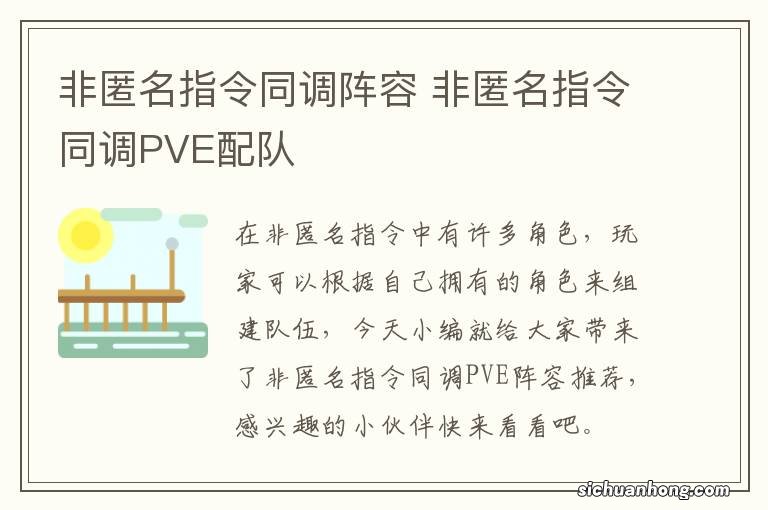 非匿名指令同调阵容 非匿名指令同调PVE配队