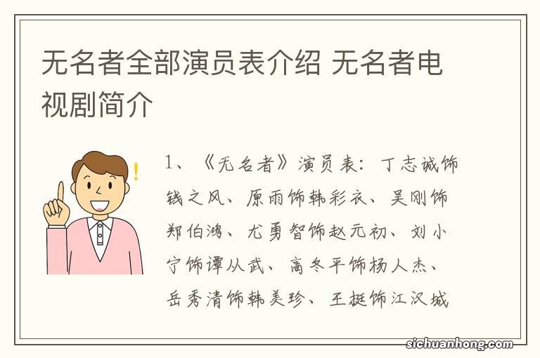 无名者全部演员表介绍 无名者电视剧简介