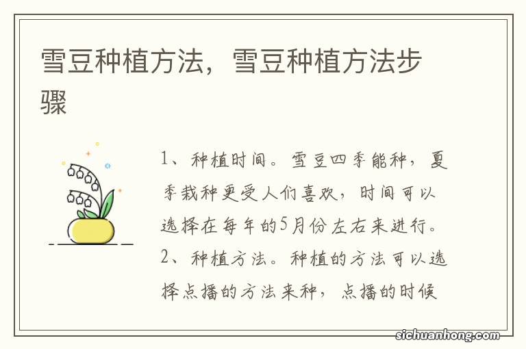 雪豆种植方法,雪豆种植方法步骤