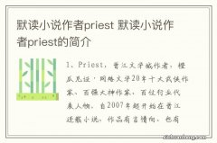 默读小说作者priest 默读小说作者priest的简介